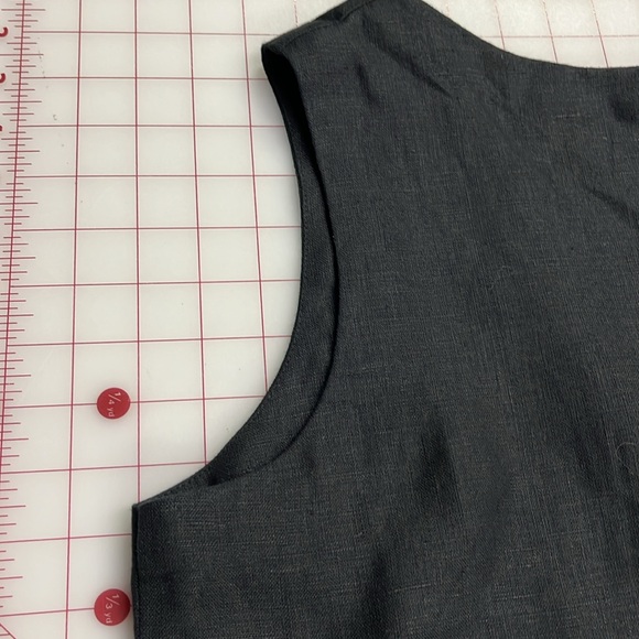 TURN BLACK Linen Boatneck Keyhole Sleeveless Minimalist Lagenlook Black Shift XL - Picture 8 of 16